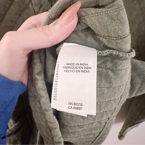 Lucky Brand Olive Quilted Jacket Button Up Bomber Pockets Green NWT - Picture 6 of 10